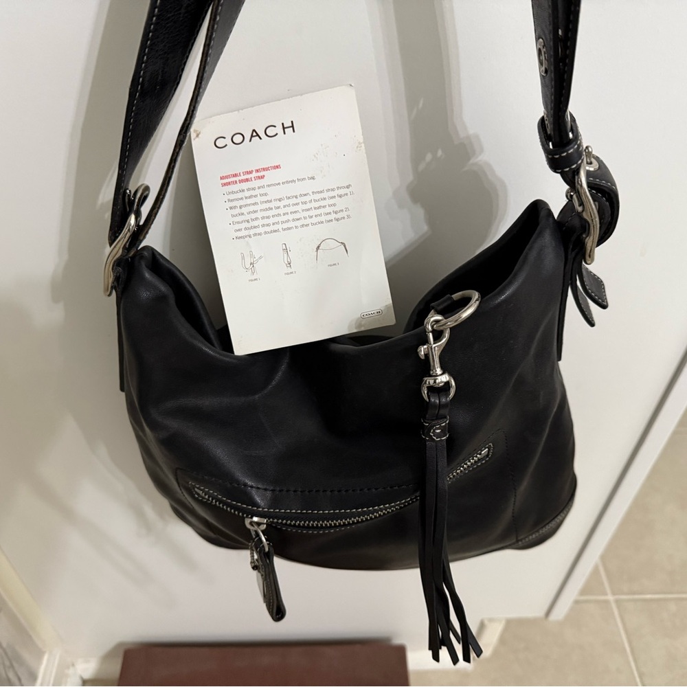 Coach Black Hobo Bag with Leather Tassels